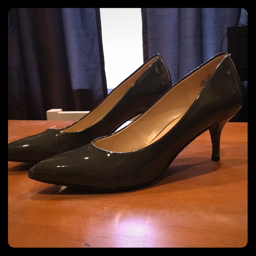 Nine West charcoal Grey Patent-Leather Pumps